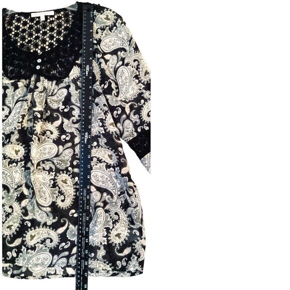 Daniel Rainn Women’s Sheer Long Sleeve Blouse Crocheted Paisley Size M - Picture 4 of 6